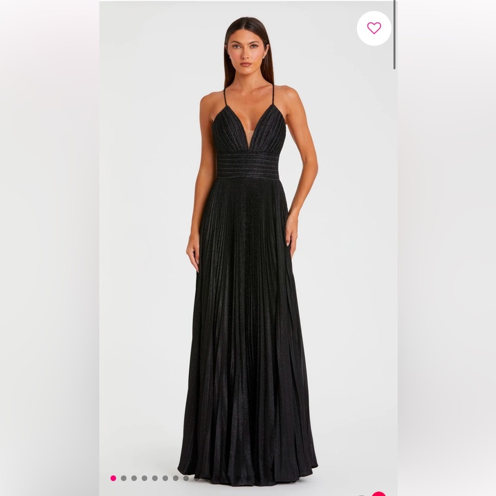 Mac Duggal Pleated Empire-Waist Long A-Line Prom Dress